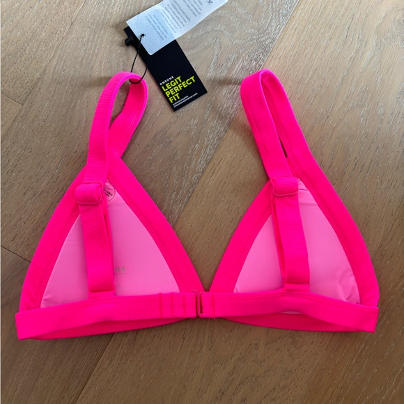Free People OneOne Kameron bikini top punch pink medium neon ribbed swim NEW - Picture 7 of 8